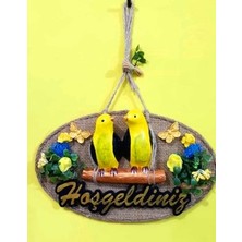 Kuş ve Çiçek Figürlü Dekoratif Hoşgeldin Kapı Aksesuar 32CM