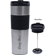 Hediye Rengi Isme Özel Premium French Press Çelik Termos 450 ml M3