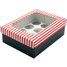 Feza Kutu 22X30X10 Pencere Kapaklı 12'li Cupcake Kutusu (10 Adet)