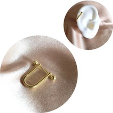 Bylin 925 Ayar Gümüş Gold U Piercing/küpe. Bar Uzunluğu 6 mm