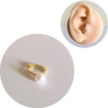Bylin 925 Ayar Gümüş Incili Gold Mini Halka Piercing/küpe. Çap 6 mm