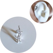 Bylin 925 Ayar Gümüş Kedi Piercing/küpe, Bar Uzunluğu 6mm