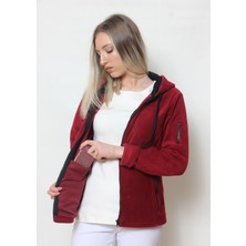 Cottoncool Kadın Bordo Kapüşonlu Polar Hırka