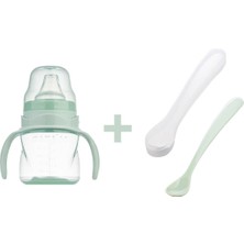 Mamajoo Kulplu Eğitici Bardak 160 ml & Ikili Beslenme Kaşığı / Powder Green