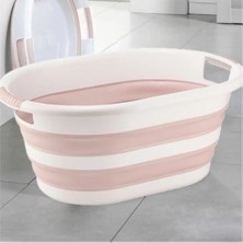 Hobby Life Katlanır Çamaşır Sepeti Büyük Boy Pudra (38 Lt)