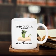 Kitaplı Hediye Lütfen Defolur Musun Sözlü Kupa / Kitap Kurdu Tasarımlı Kupa