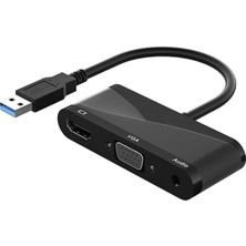 Lovıver 2 In 1 USB 3.0 Için HDMI VGA Adaptörü Ses Çıkışı ile 1080 P Dizüstü Bilgisayar Pc Siyah Için  (Yurt Dışından)