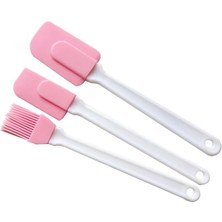 Ye Duo 3 Adet/takım Silikon Pişirme Aracı Set Spatula Fırçası Taşınabilir Barbekü Aracı Pembe Pasta Kazıyıcı Kolay Kaldırma Plastik Saplı Aletler (Yurt Dışından)