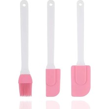 Ye Duo 3 Adet/takım Silikon Pişirme Aracı Set Spatula Fırçası Taşınabilir Barbekü Aracı Pembe Pasta Kazıyıcı Kolay Kaldırma Plastik Saplı Aletler (Yurt Dışından)