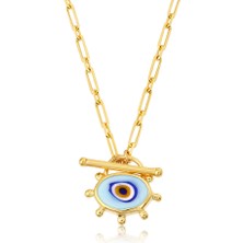 Apelda Altın Mavi Evil Eye Kolye