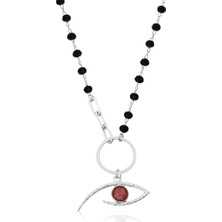 Apelda Gümüş Kırmızı Göz Kolye