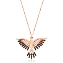 Apelda Siyah Süslü Kuş Kolye