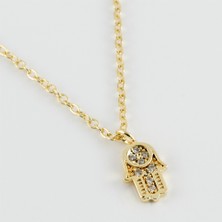 qosrix Fatma Ana Eli Figürlü Zirkon Taşlı Trend Kadın Moda Takı Tasarım Hediyelik Aksesuar Kolye