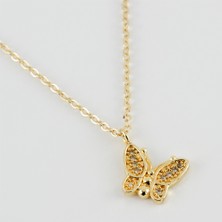 qosrix Kelebek Figürlü Zirkon Taşlı Trende Kolye Kadın Moda Takı Tasarım Hediyelik Aksesuar