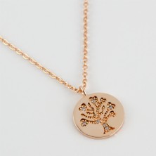 qosrix Hayat Ağacı Figürlü Zirkon Taşlı Trend Kolye Kadın Moda Takı Tasarım Hediyelik Aksesuar