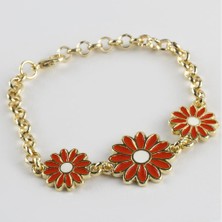 qosrix Papatya Figürlü Zincir Bileklik Kadın Moda Takı Tasarım Hediyelik Aksesuar