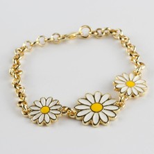 qosrix Papatya Figürlü Zincir Bileklik Kadın Moda Takı Tasarım Hediyelik Aksesuar