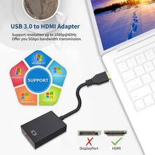 Guangdong Spirit USB 3.0 - HDMI Adaptörü, USB - HDMI Adaptörü Pc Dizüstü Projektör Için Full Hd Video Ses Çoklu Ekran Dönüştürücü