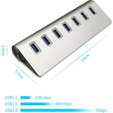 Guangdong Spirit 7 Bağlantı Noktalı USB 3.0 Hub & AC Güç Adaptörü - Gümüş (Yurt Dışından)