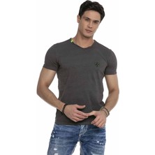 Cipo & Baxx CT648 Detaylı Basic Antrasit T-Shirt