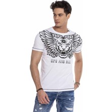 Cipo & Baxx CT644 Kaplan Baskılı Beyaz T-Shirt