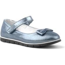 Rakerplus Hakiki Deri Antrasit Lacivert Cırtlı Kız Çocuk Babet