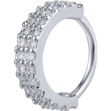 Bylin Zirkon Taşlı Halka Piercing Çap 8 mm Gümüş Renk