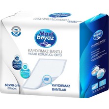 Mavi Beyaz Mavi BeyazMavi Beyaz Hasta Alt Açma Yatak Koruyucu Örtü 60*90 Cm 60 Adet (2pk*30) Kaydırmaz Bantlı