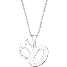 Altın Sepeti Gümüş O Harfi Melek Kanadı Kolye