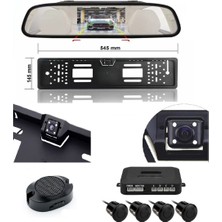 MFK Kamerali Park Sensörü Ayna 4,3"ekran+Plaka Kamera Siyah Sensör Ses Ikazlı