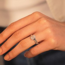 Adil Idil Kuyumculuk 14 Ayar Özel Kesim Beyaz Altın Baget Yüzük