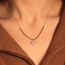 Adil Idil Kuyumculuk Dorikalı Baget Taşlı Oval 14 Ayar Kolye