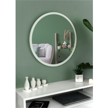 Nysamo 58 cm Beyaz Dekoratif Yuvarlak Antre Hol Koridor Duvar Salon Mutfak Banyo Wc Ofis Aynası