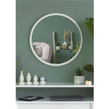 Nysamo 58 cm Beyaz Dekoratif Yuvarlak Antre Hol Koridor Duvar Salon Mutfak Banyo Wc Ofis Aynası