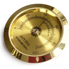 AO Analog Higrometre Nem Ölçer Humidor Puro Kutusu Için Metal Çerçeve Sarı 50MM