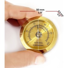 AO Analog Higrometre Nem Ölçer Humidor Puro Kutusu Için Metal Çerçeve Sarı 50MM