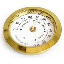 OEM Analog Higrometre Nem Ölçer Humidor Puro Kutusu Için Metal Çerçeve Sarı-Beyaz 37MM