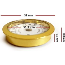 OEM Analog Higrometre Nem Ölçer Humidor Puro Kutusu Için Metal Çerçeve Sarı-Beyaz 37MM