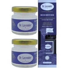 Dr. Lavender Lavanta Çiçeği Bambu Çubuklu Oda Kokusu 100 ml + Dekoratif Cam Mum 45 gr 2'li