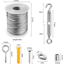 Guangdong Spirit Paslanmaz Çelik Tel Halat Vinil Kaplı Kablo Gerdirme Kilitleme Cihazı Yaylı Kanca ve Vidalar Dış Mekan Işık Seti