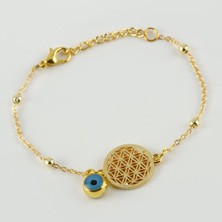 qosrix Nazar Figürlü Trend Bileklik Yaşam Çiçeği Kadın Moda Takı Tasarım Hediyelik Aksesuar