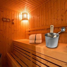 Baosity Retro Alüminyum Sauna Kova Namlu Kepçe Scoop Kiti ile 4l Silver_style B (Yurt Dışından)