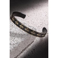 Frnch Lilyum Figürlü Siyah Renk Erkek Kelepçe Bileklik  FRJ11163-1263-B