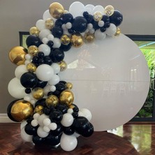Best Parti 100 Adet Beyaz Siyah Şeffaf Krom Gold Balon ve 5mt Balon Zinciri