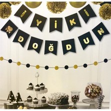 Best Parti Siyah Üstüne Gold Altın Sarısı Yaldızlı Iyiki Doğdun Yazılı Doğum Günü Partisi Karton Yazı Banner