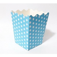 Best Parti Mavi Puantiyeli Popcorn Kutusu Mısır Cips Kutusu 8 Adet