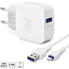 Subzero Micro USB 3A Ev ve Seyahat Hızlı Şarj Aleti Kafa + Data Kablo SG26 Beyaz