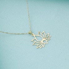 İryum 14K Altın Lotus Çiçeği Kolye  4N37026