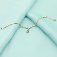 İryum 14K Altın Turkuaz Mineli Kilit Bileklik 4B28125