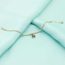 İryum 14K Altın Halat Zincir Lacivert Mineli Bileklik 4B28130